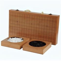 19x19 Go Game Set,Wooden Foldable Go Game Board Set, Traditional Weiqi Tabletop Strategy and Skill Game Puzzle Games for Adults Travel Folding Gift Bo