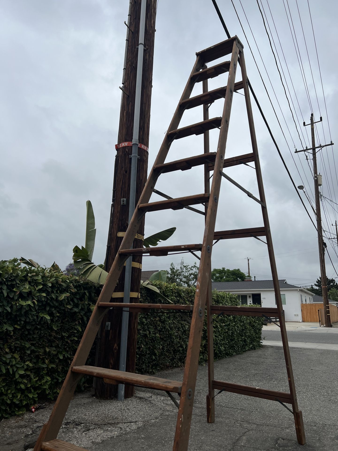 10ft Wood Ladder Antique Electrician’s LADDER