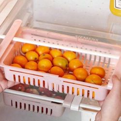 1pc Horizontal Retractable Drawer-Type Refrigerator Fresh-Keeping Storage Box With Shelf