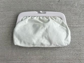 Vintage White Leather Frame Clutch Purse – Made in Italy