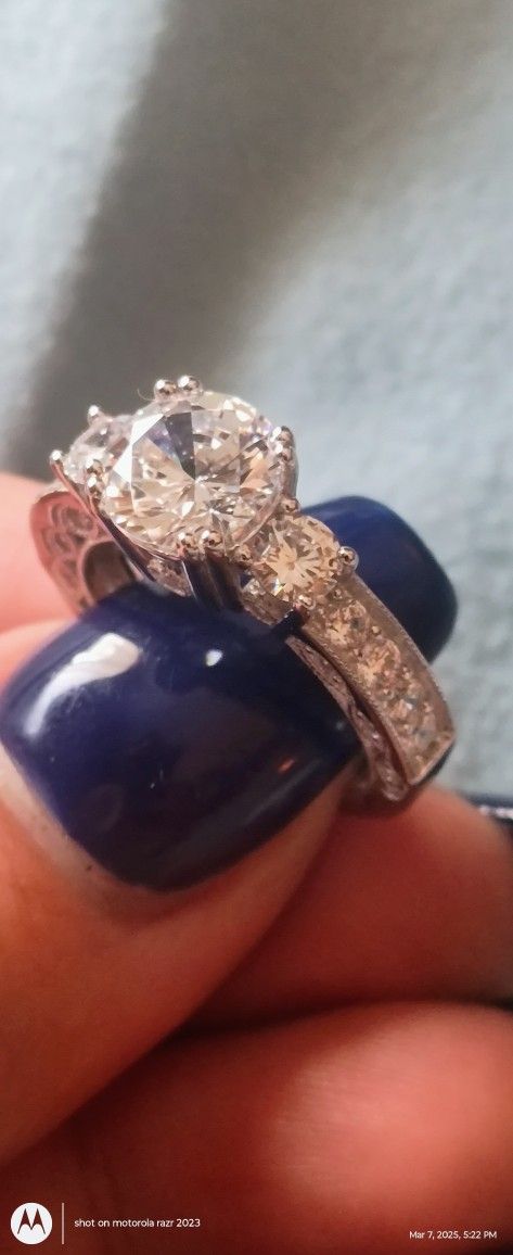 NEW Round Modern Marquise Cut Cubic Zirconia Set In Sterling Silver S 5 & 6