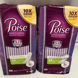 Poise Liners 2 x $7 total 96 counts