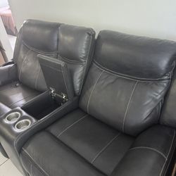 Black Two Seats Reclining Sofa