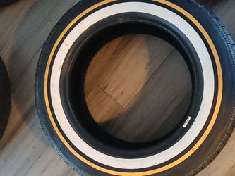 4 in vogue like tires yellow and  white lines  Remingtons 175 75 14s set of 4 plus spare 95% tread like new