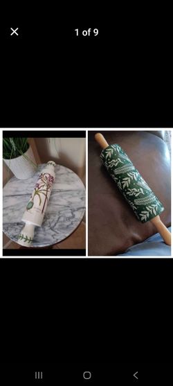$15 Pair of Rolling Pin Portmeirion Botanic Garden Mexican Lily Rolling Pin Moth and White Embossed