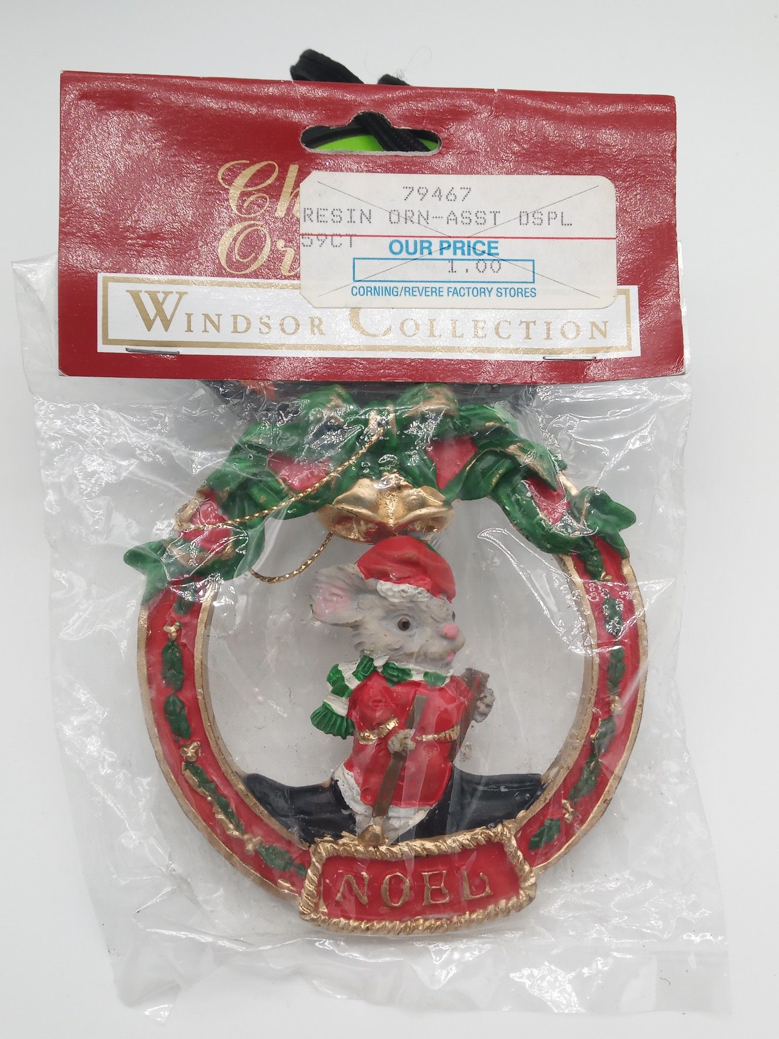 Vintage Mouse Christmas Ornament New In Package