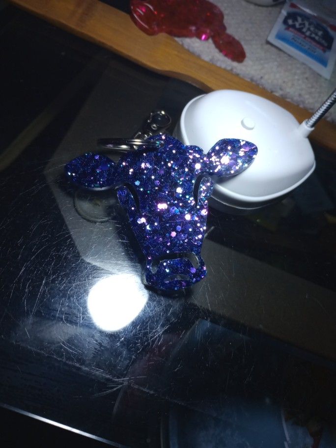 Hand Crafted Resin Cow Key Chain
