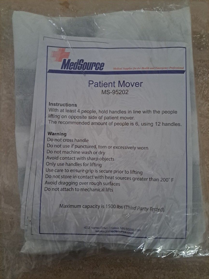 NEW MedSource Patient Transfer Sheet Up To 1500 Lbs