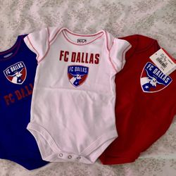 MLS Baby Three Pack Bodysuit, FC Dallas, Blue / White / Red , 3-6 Months