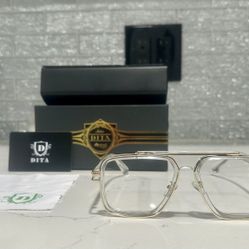 New Dita Italy High Quality Clear/Gold Glasses With Box Card 