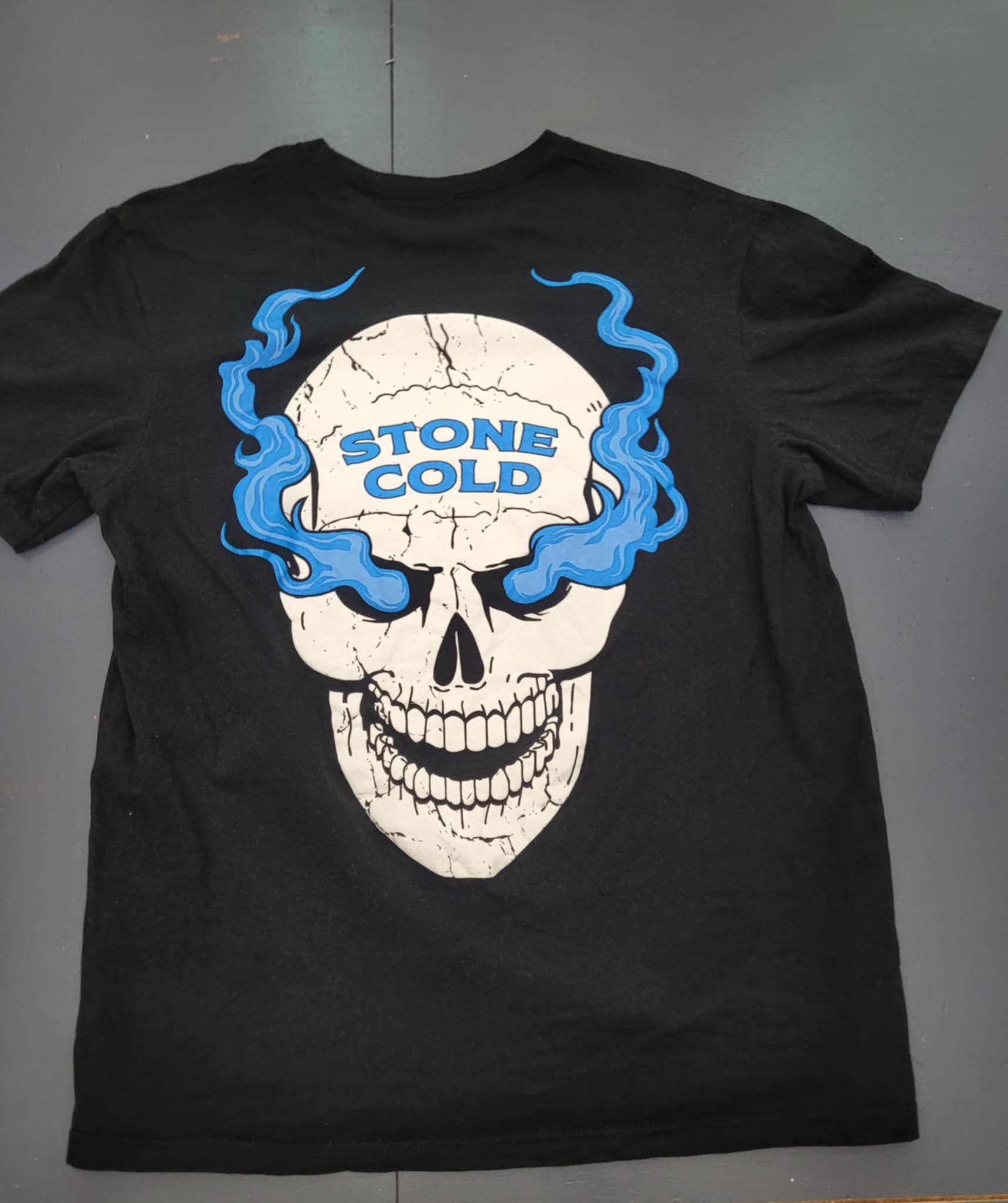 Vintage WWE WWF Stone Cold Steve Austin WHAT? Smokin Skull Black Shirt Adult Size Medium!!