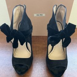 Miu Miu Y2K Black Velvet Women's Bootie Heels
