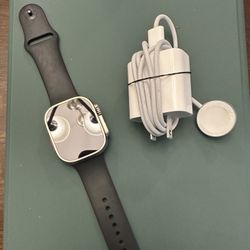 Apple Watch Ultra 49mm Titanium Case with Green Alpine Loop Band