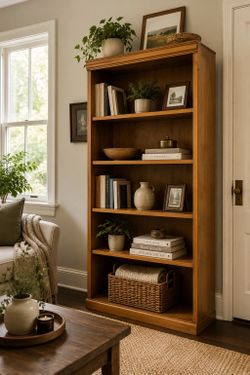 Beautiful Solid Wood Bookshelf – Warm Cherry Finish