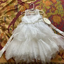 American princess white dress with satin and pearls new