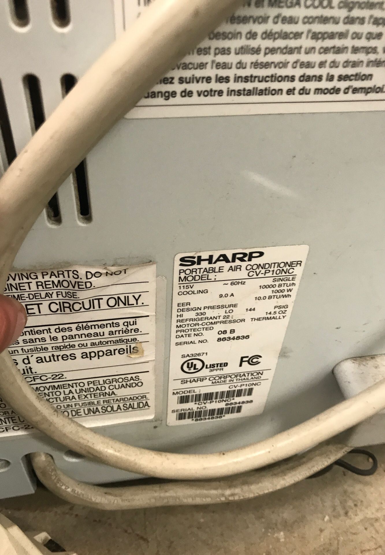 Sharp portable air conditioner CVP10NC for Sale in Carmichael, CA