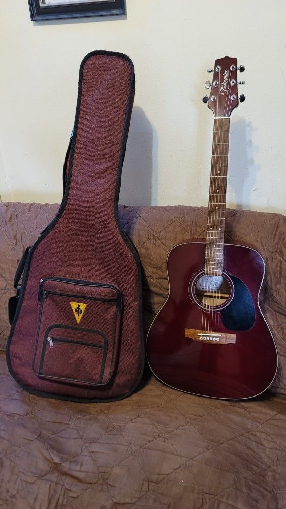 TAKAMINE G-SERIES ACOUSTIC GUITAR MODEL G-240 RS MADE IN INDONESIA DREINAUGH IN RED COLOR. 