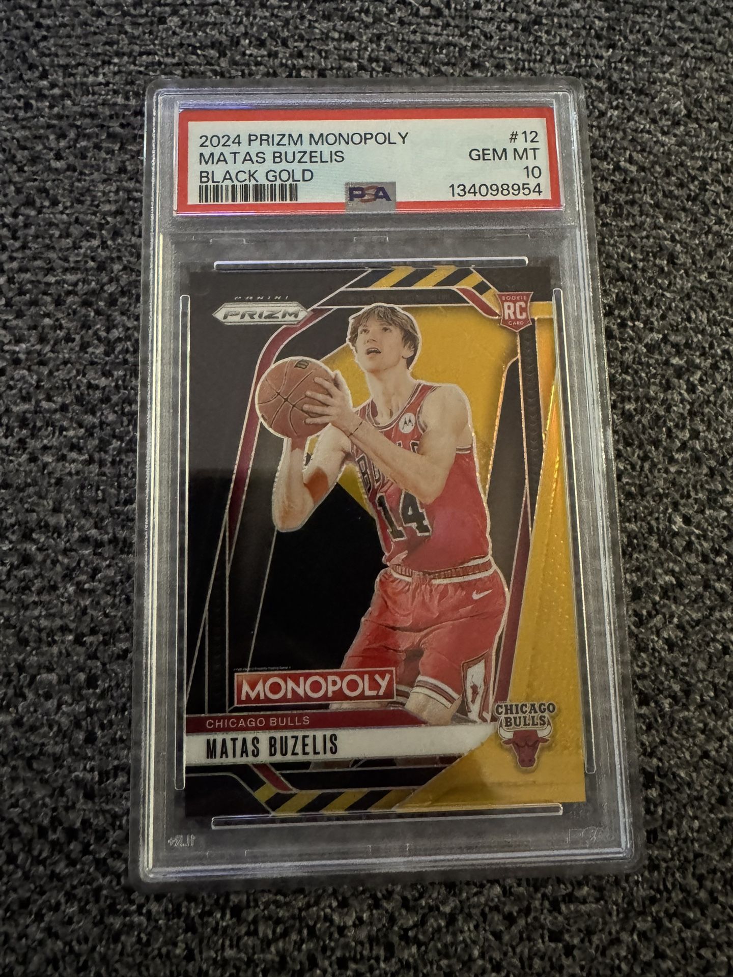 2024-25 Monopoly Prizm Matas Buzelis Black Gold /5 PSA 10