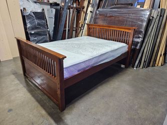 Mission Style Wood Bed Frame with Mattress
