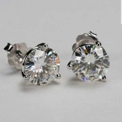 NEW 2 CT ( 1 CT EA) SILVER GENUINE MOISSANITE EARRINGS 