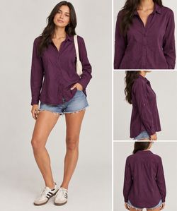 Women's Purple Button-Down Long Sleeve Shirt
