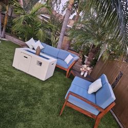 Patio Seccional Couch And Table Fire Pit/Conversation Set/outdoor Furniture/Cash Only 