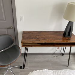 Desk/console, Real Wood with Iron Legs 