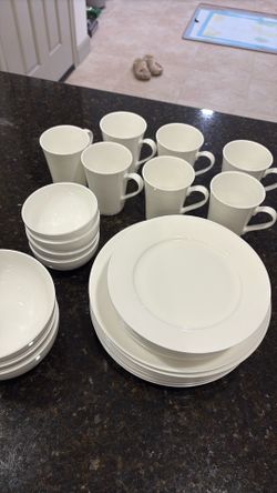 White Bone China Plates and Cups