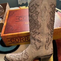 Corral Off White With Rose Gold Gem Wedding Cowboy Boots