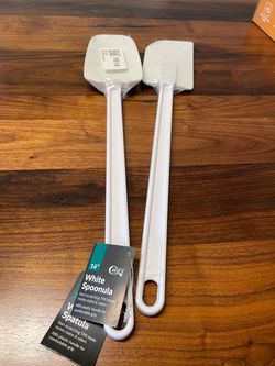 Choice 16" White Spoonula and Spatula Set