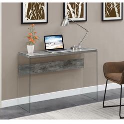 Console Table/Desk, Faux Birch/Glass