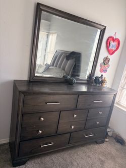 Queen bed frame with dresser