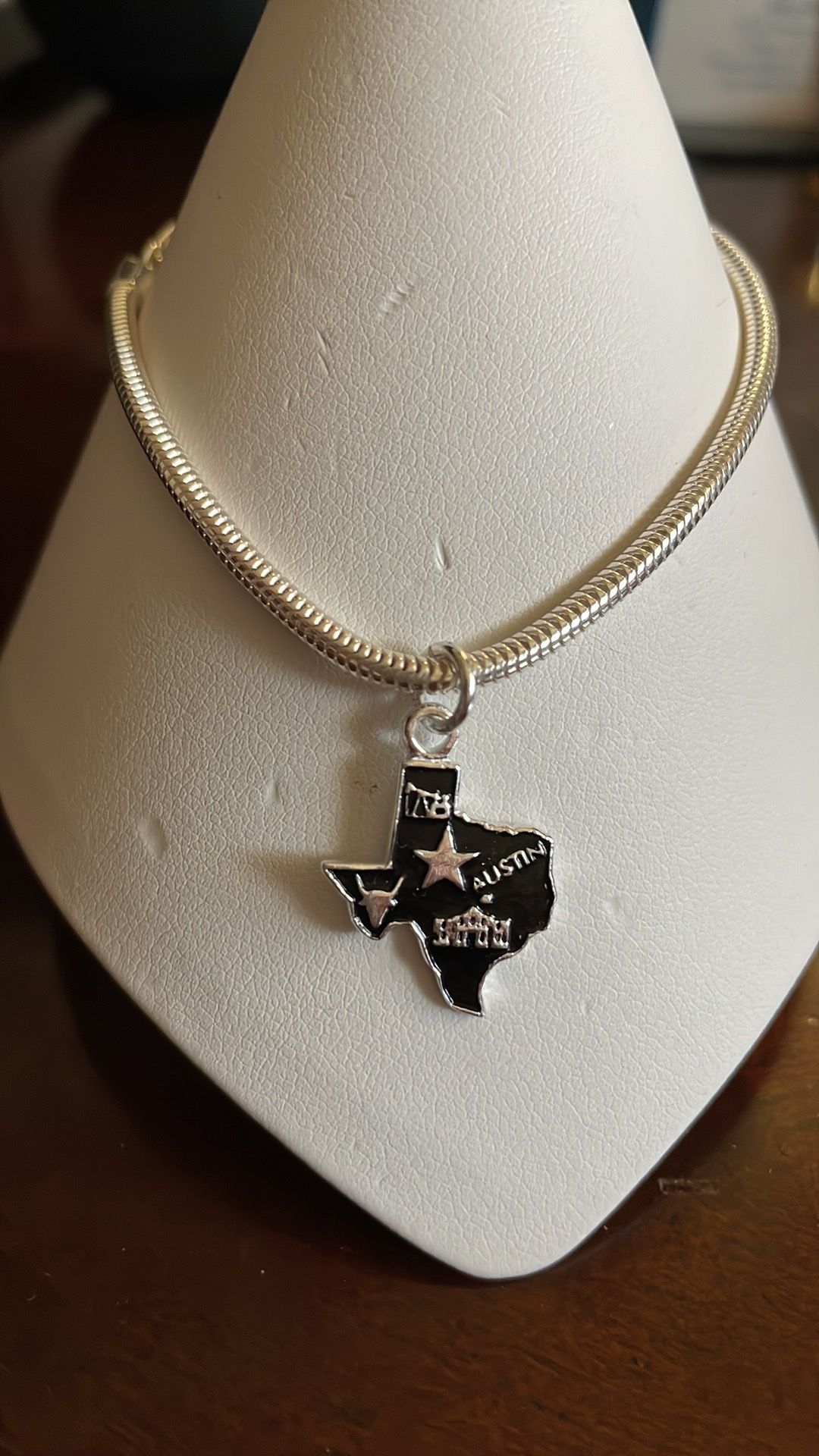 State Of Texas Charm Sterling Silver