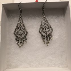 Earrings, Carolee, silver w/stones