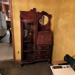 100 year old  Curio cabinet and secretary desk