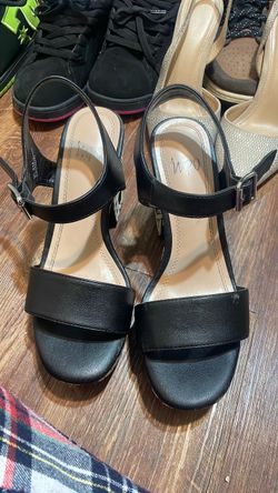 Black Strappy Platform Heeled Sandals