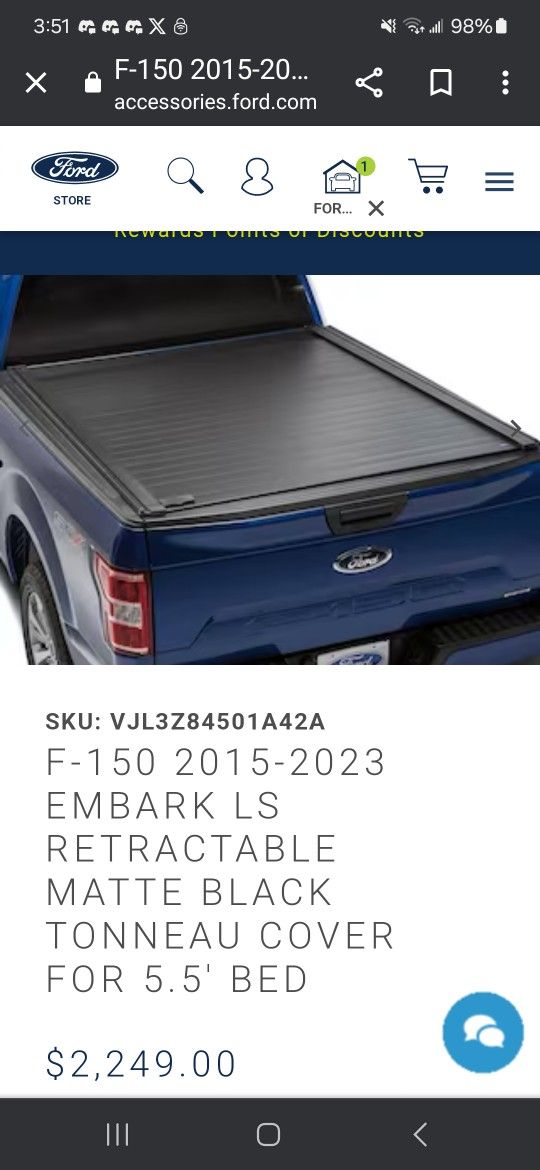 Open Box Retractable FORD F150  Tonneau Cover 