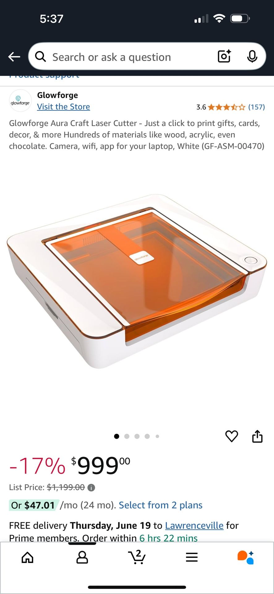 Glowforge Aura Craft Laser Cutter