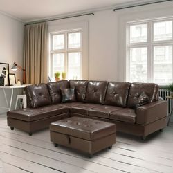 BRAND NEW 2 PIECES SECTIONAL COUCH WITH OTTOMAN