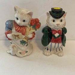 Fitz And Floyd pair of cats 1988. Vintage 6/2 inches.