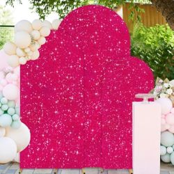 FUHSY Hot Pink Cover Set of 3 Sequin  Cover 6ft 5ft 4ft Sparkly Wedding  Cover (only covers )