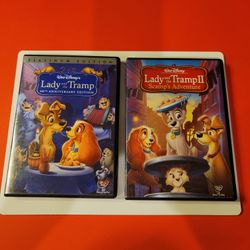 $6 DISNEY DVDS LADY AND THE TRAMP: 1 , LADY AND THE TRAMP: 2 SCAMPS ADVENTURE. $6 OR TRADE FOR A MOVIE TITLE I DO NOT ALREADY OWN. 