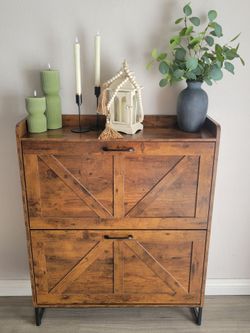 🤎 Shoe Storage Cabinet — Rustic Brown 🤎