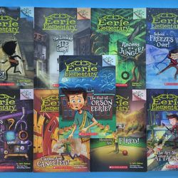 EERIE ELEMENTARY SCHOLASTIC LOT OF 9 BOOKS #1, 2, 3, 5, 6, 7, 8, 9,10 BY JACK CHABERT