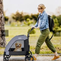 Petsite Extra Large Dog Stroller w/ Adjustable 4 Wheels Dual Entry