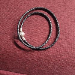 Pandora Moments Double Black Leather Bracelet

