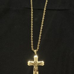 Stainless Steel Gold Plated Cross