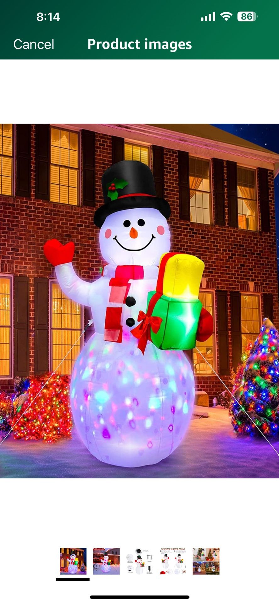 Snowman with Upgrade Rotating LED Lights for Holiday/Party/Xmas/Yard/Garden Decorations