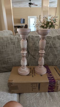 Decorative Pillar Candle Holders Set of 2