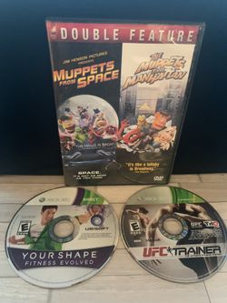 Xbox 360 Kinect Fitness Bundle w/ UFC & Your shape in Muppet DVD Case